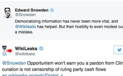 Snowden och Wikileaks hamnar på varsin sida