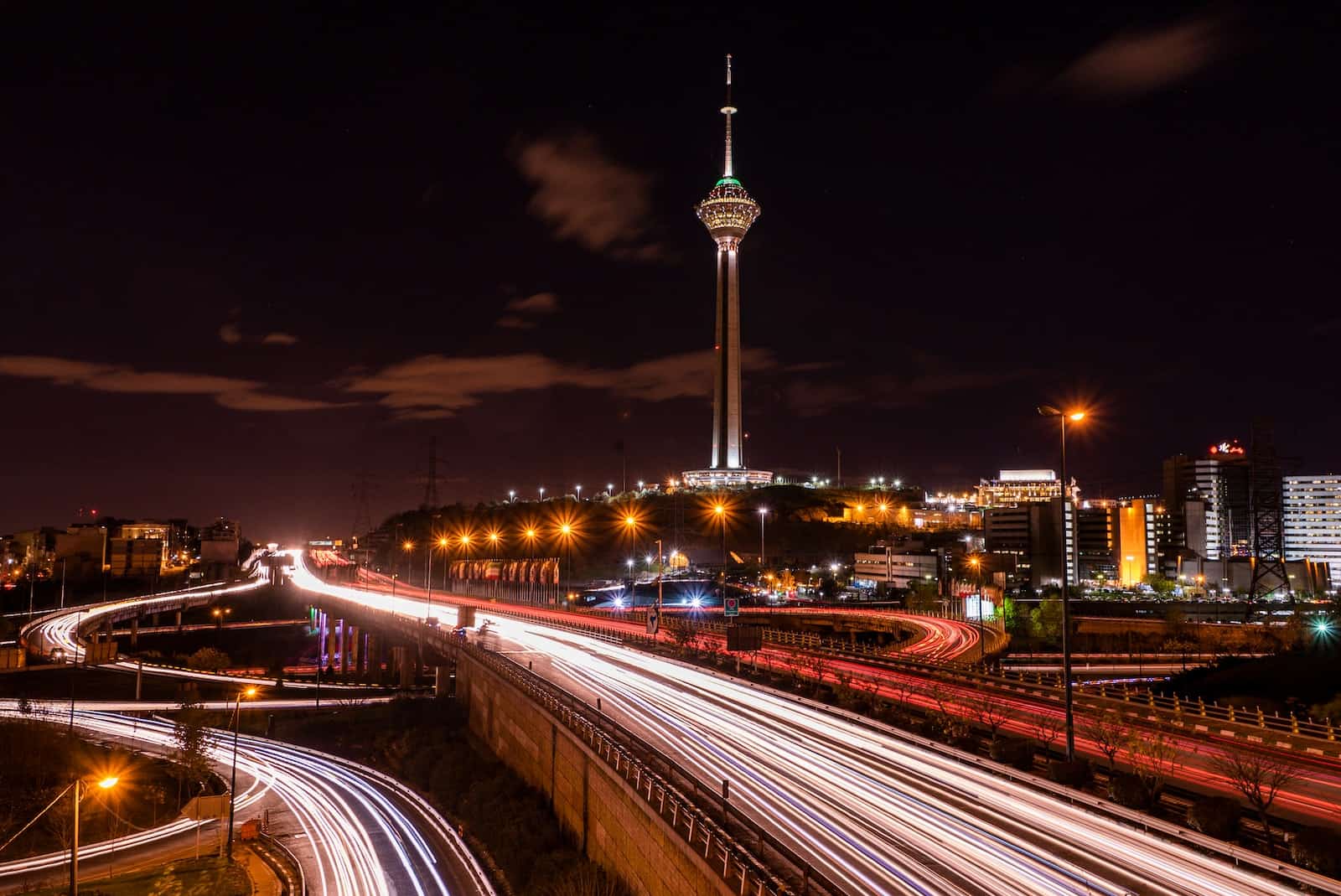 A Time Lapse Photography of City Lights at Night