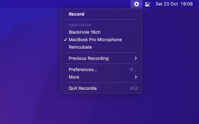 Gratis är gott: Recordia – spela in ljud med din Mac direkt från menyraden