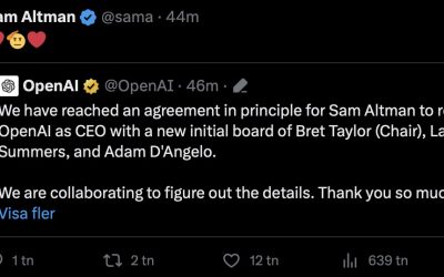 Sam Altman är tillbaka som VD för Open AI