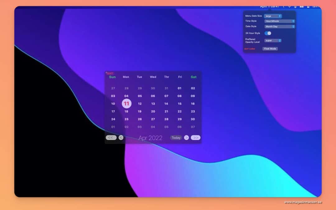 Gratis är gott: CalBar – kalendern i menyraden eller flytande – du väljer