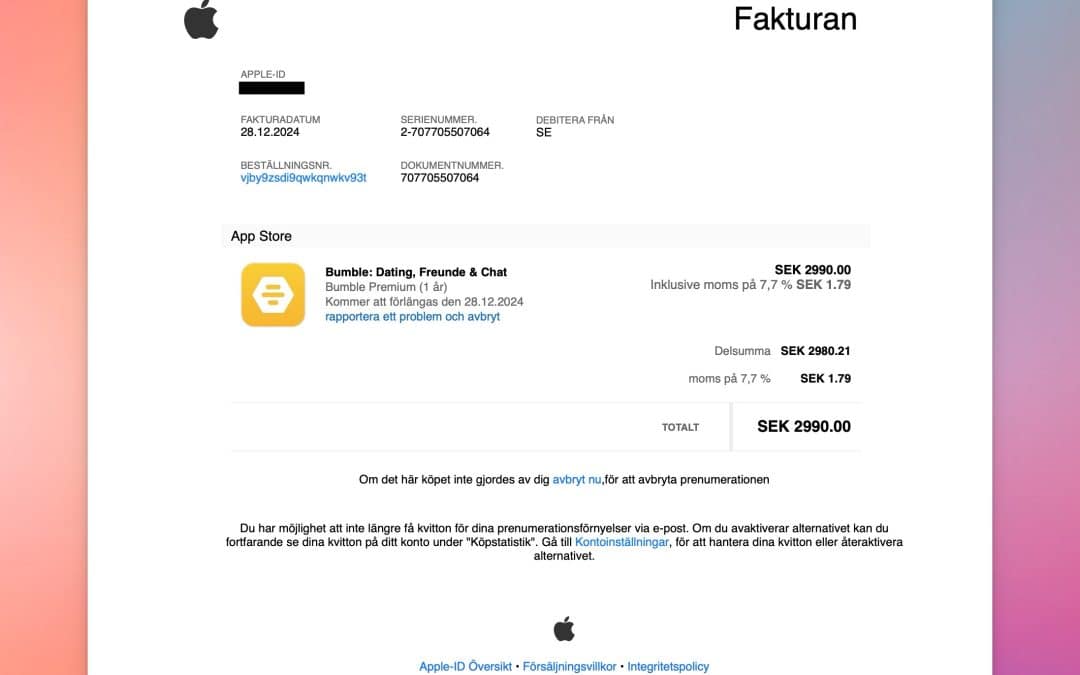 Varning för falska inköpskvitton som ser ut att komma från Apple